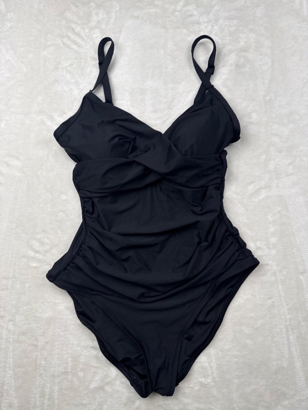 DKNY Womens Black One-Piece Swimsuit With Adjustable Straps Size Large